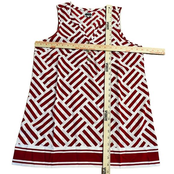 Mudpie Red White Geometric Pattern Tunic Gold Buttons L (12-14) 100% Polyester - Picture 15 of 15